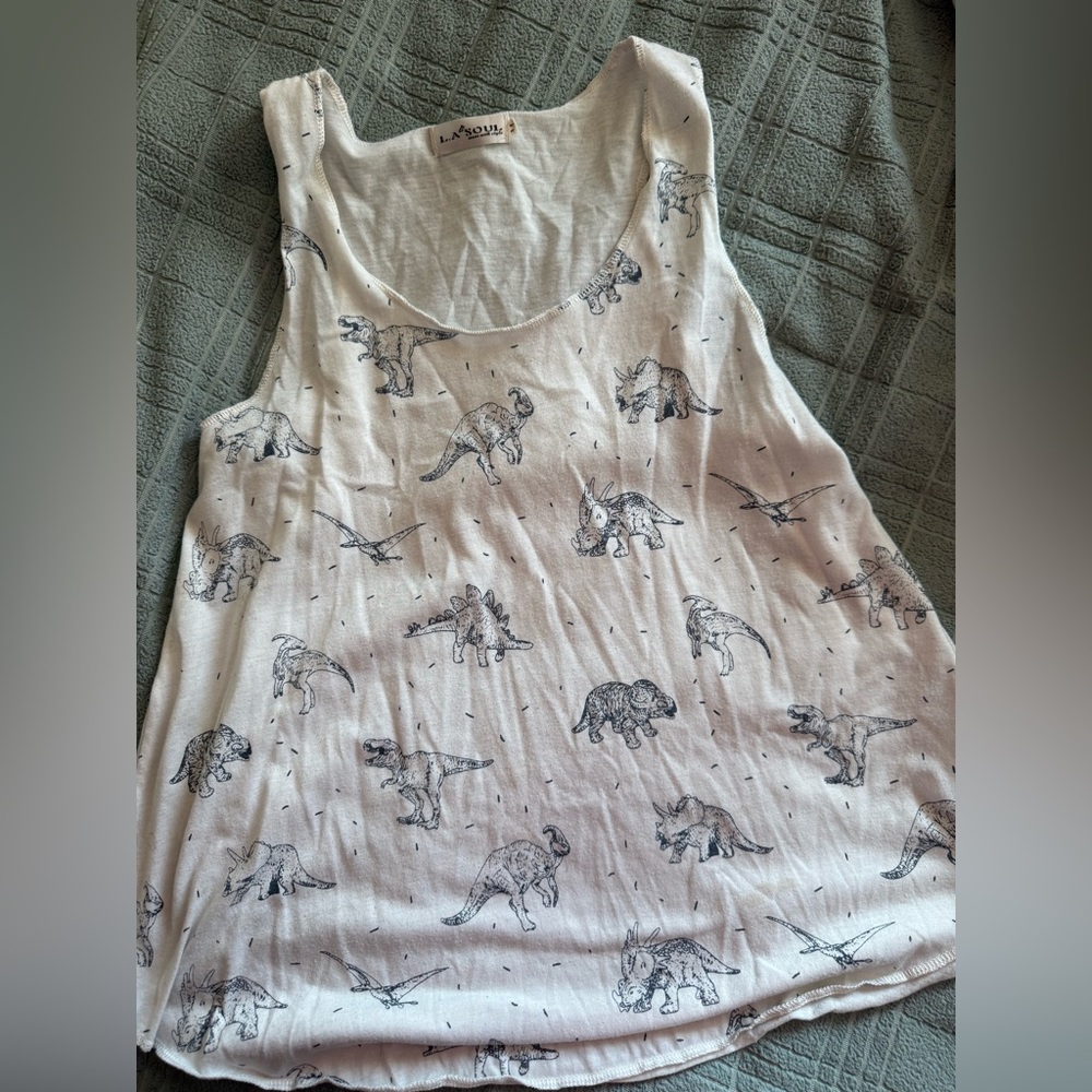 Dinosaur Print Women's Tank Top - White